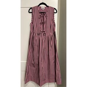 Ganni striped cotton poplin midi dress